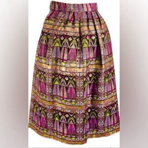 Odile Belgium Luxembourg Skirt Jacquard Metallic 1960s MCM Midi XS Embroidered